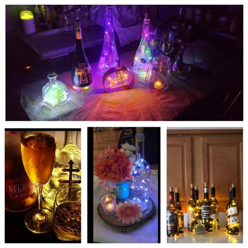 Cuerdas de iluminación LED con batería para corcho de vino, luces de botella para fiesta, boda, Navidad, Halloween, decoración de Bar, luces creativas, 1M, 2M, 3M
