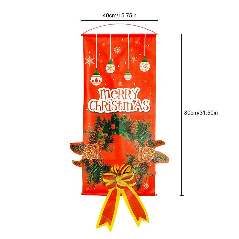 Рождественский тематический баннер для входной двери, подвесной декор, вывеска для крыльца, тканевое украшение, праздничное украшение