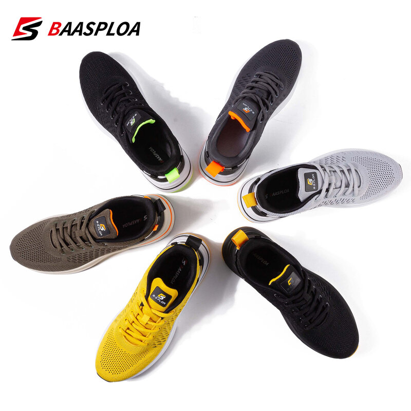 Мужские трикотажные кроссовки Baasploa 2022, повседневные Модные дышащие кроссовки, оригинальная внедорожная обувь для бега