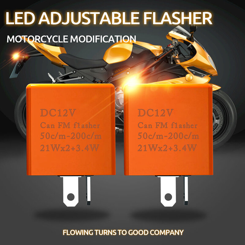 Relé intermitente LED para motocicleta, intermitentes de frecuencia ajustable de 2 pines, 12V, accesorios para Moto