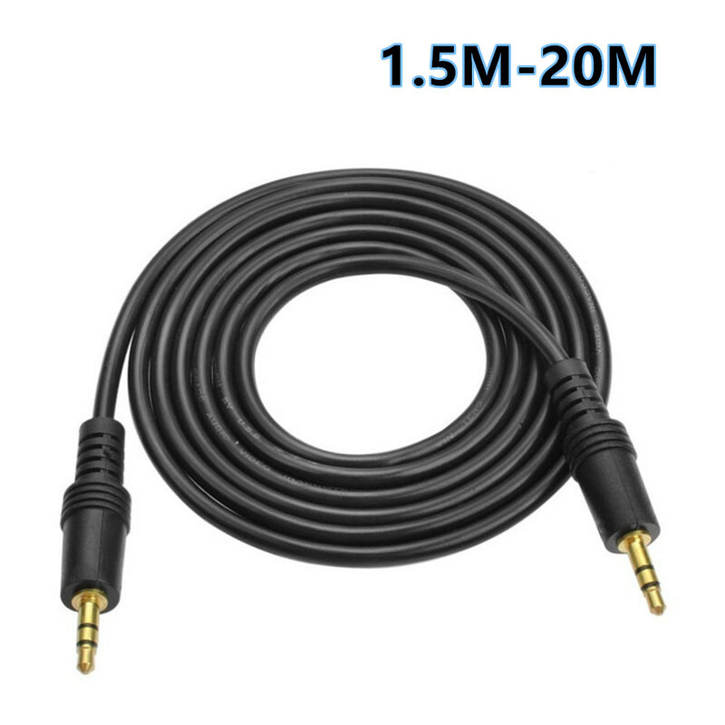 Câble audio AUX Jack 3.5 stéréo 3.5mm, ligne de connexion mâle vers mâle pour véhicule, 2m/5m/10m/15m/20m plaqué or