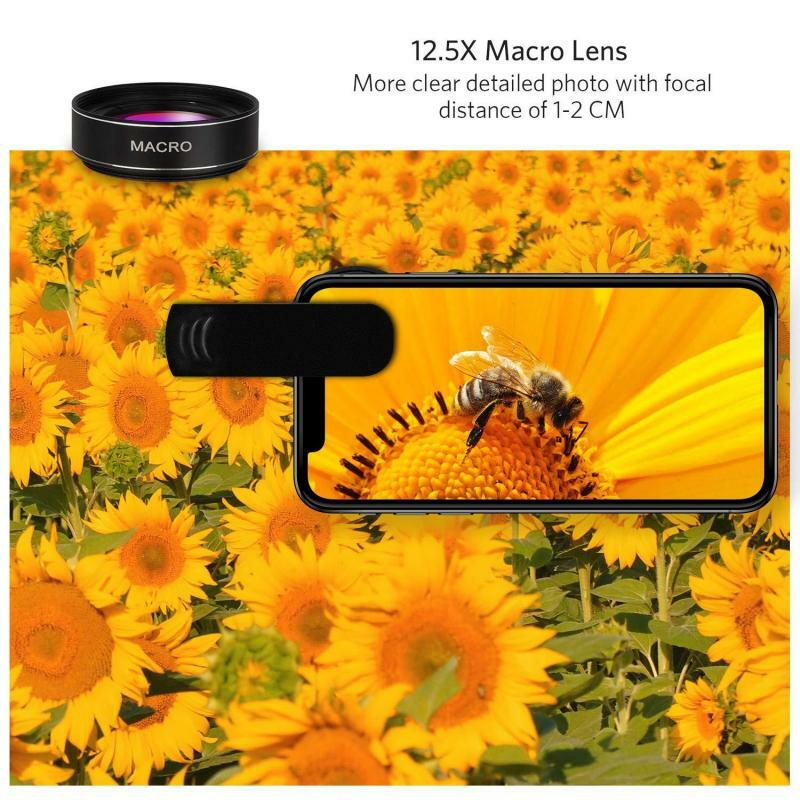 Mobile phone lens HD without distortion 0.45X wide-angle +12.5X macro two-in-one external camera lens