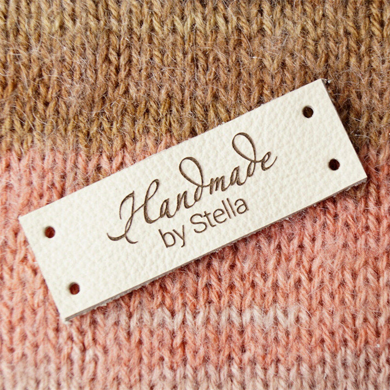 55pcs etichette per cucire in pelle personalizzate articoli fatti a mano, etichette per abbigliamento artigianale con marchio logo indumento per maglieria etichetta fai-da-te