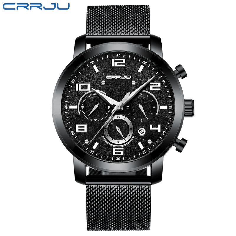 Бренд CRRJU, новинка 2021, модные высококачественные многофункциональные мужские часы с гальваническим покрытием и шестью контактами, не выцве...