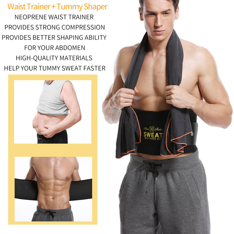 Men Waist Trainer Belly Shapers Abdominal Promote Sweat Body Shaper Slimming Belt Weight Loss Shapewear Trimmer Girdle Shapewear