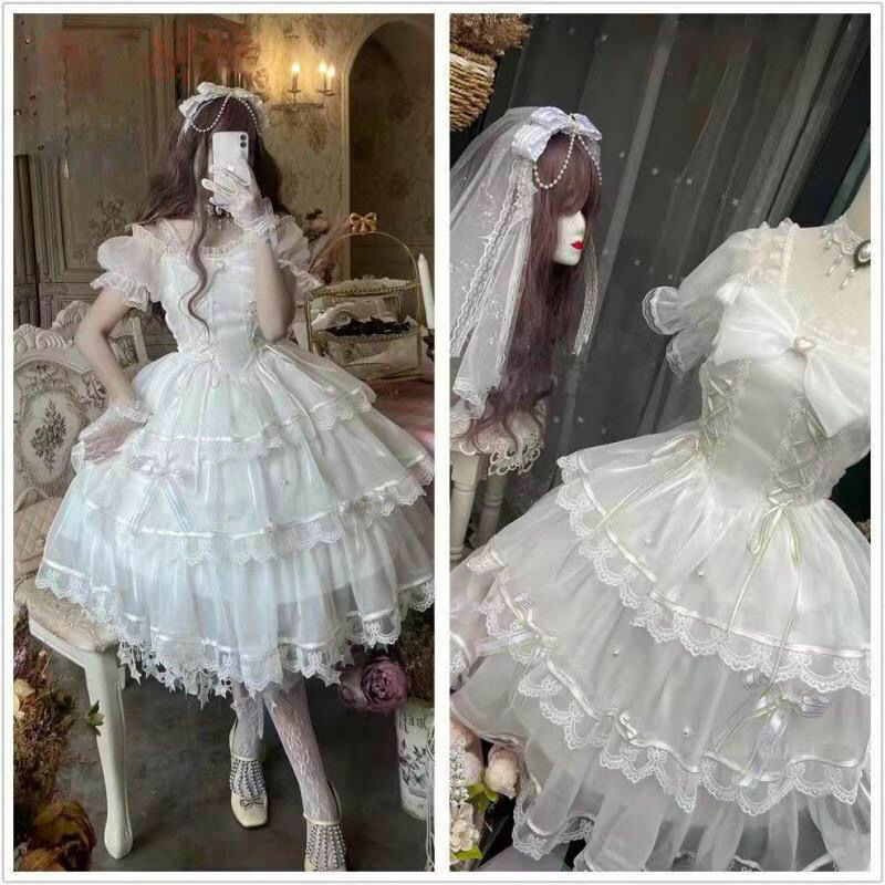 Palace precioso vestido Lolita Escape princesa flor boda Hada verano fiesta de té Vintage vestido Kawaii Lolita