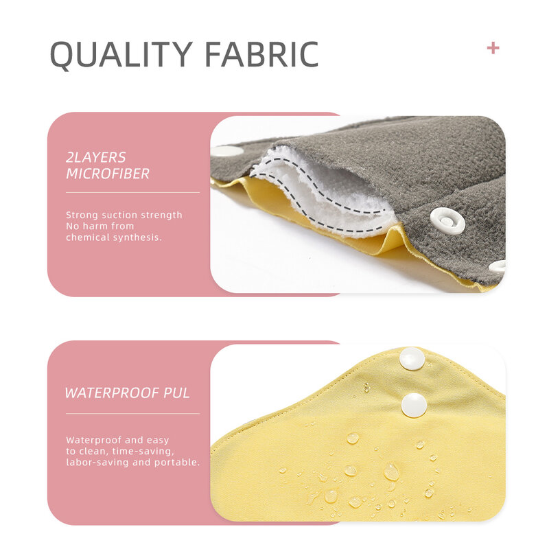 Happyflute-Juego de 5 unids/set de toallitas menstruales reutilizables, con estampado variado, lavable, interior de carbón de bambú de 280mm, impermeable