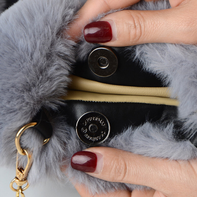 ผู้หญิงFaux Furไหล่กระเป๋า2020แฟชั่นฤดูหนาวSoft Plush Crossbodyกระเป๋าโทรศัพท์มือถือกระเป๋าสตางค์น่ารักกระเป๋าลูกbolsos