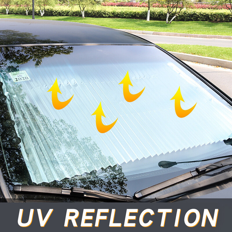Car Retractable Windshield Anti-UV Car Window Shade Car Front Sun Block Auto Rear Window Foldable Curtain 46/65/70/cm Sunshade