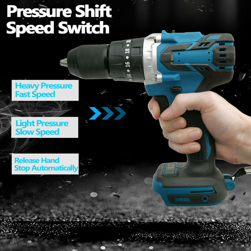 For Makita 18V Battery 3 in 1 Brushless Electric Hammer Drill Electric Screwdriver 13mm 20+3 Torque Cordless Impact Drill