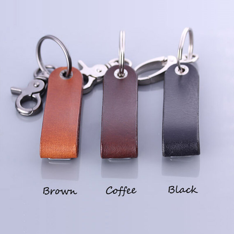 Monogram Leather Keychain - Personalized Keyring - Gift for Him