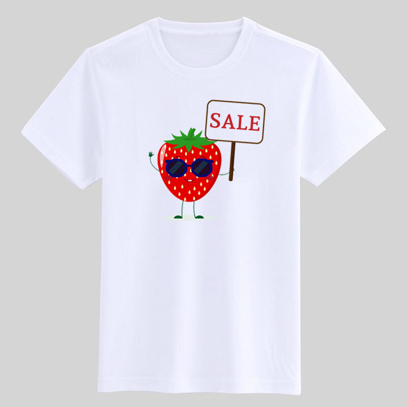 T-shirt pour enfants, vêtement pour garçons, mignon, dessin animé à la fraise, hauts pour filles