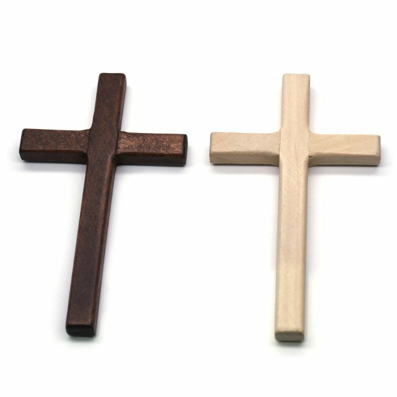 Croix en bois fait à la main, 2 pièces, Crucifix, jésus, Christ, ornements, collier à breloques religieux, fabrication de pendentif