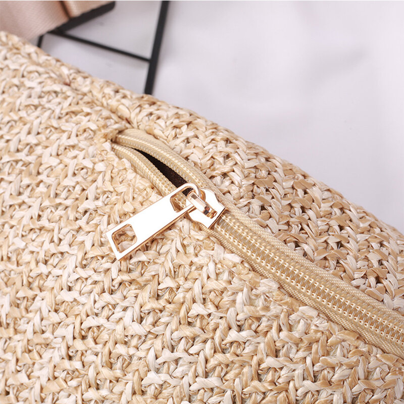 Соломенная нагрудная сумка для путешествий, Пляжная поясная сумочка, модный плетеный мешок через плечо из ротанга для телефона
