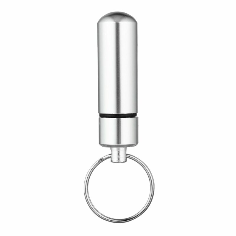 Mini Tragbare Wasserdichte Aluminium Silber Pille Box Fall Cache-Drug-Halter Behälter Mit Schlüssel-Kette Schlüssel Halter