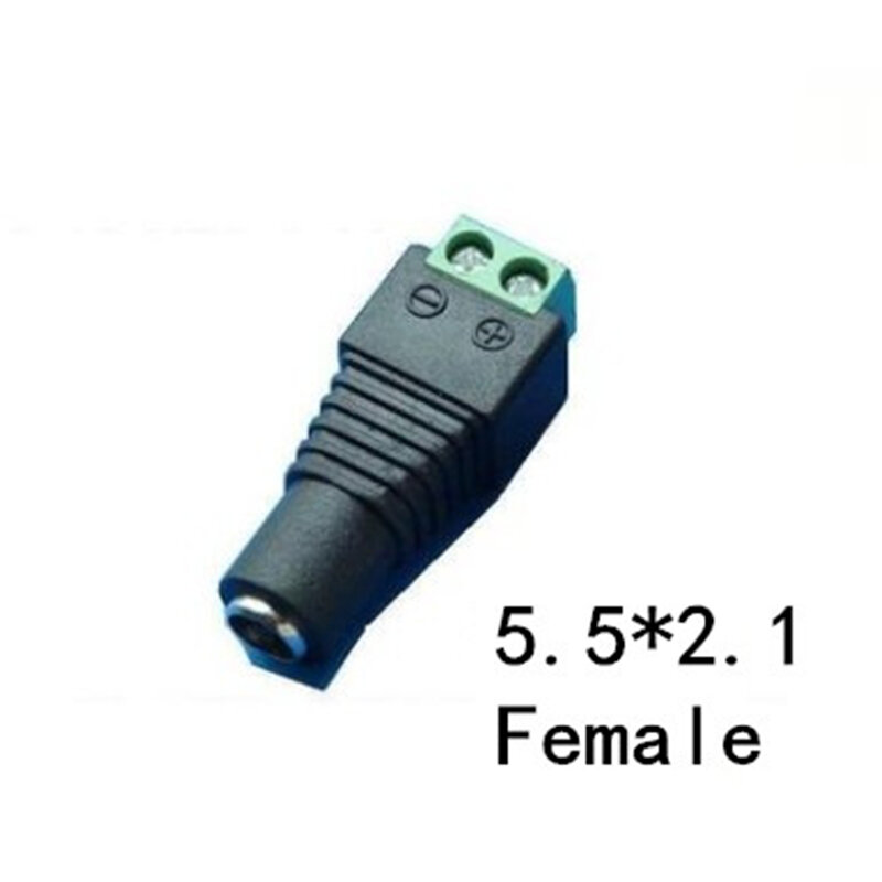 암수 DC 커넥터, 전원 잭 어댑터 플러그 케이블 커넥터, 3528 5050/5730 LED 스트립 조명 CCTV용, 2.1*5.5mm, 1 개