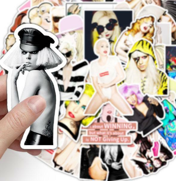 10/30/50pcs  Lady Gaga Sexy Actress For Snowboard Laptop Luggage Fridge Car- Styling Vinyl Decal Home Decor Stickers Cute Kids