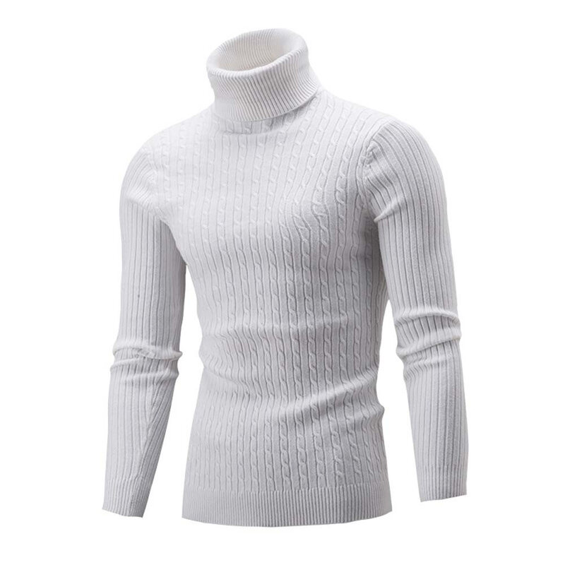 Hiver hommes mince chaud tricot col haut pull pull pull haut à col roulé grande taille M-5XL pull homme sueter hombre sweter