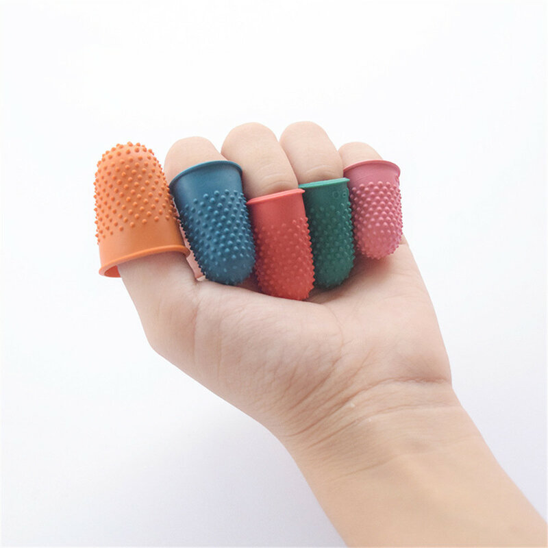2022 5Pcs Multiple Color Reusable Finger Cover Protector Gloves Non-slip Rubber Needlework Sewing Accessories Nail Tool