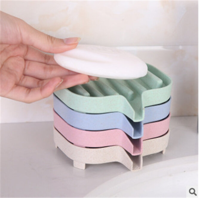 2pcs Bathroom Shower Soap Box Dish Storage Plate Tray Holder Case Soap Holder Bathroom Tray Accessories Box Shelf Wall Dishes