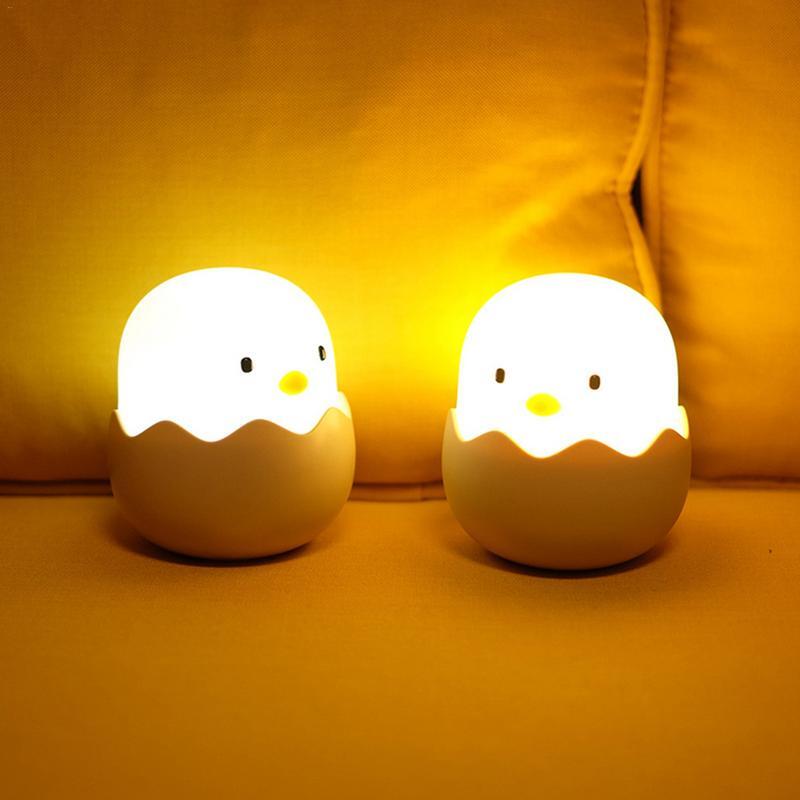 실리콘 치킨 에그 터치 센서 LED 야간 조명, 어린이 아기 키즈 USB 충전 로맨틱 분위기 야간 램프