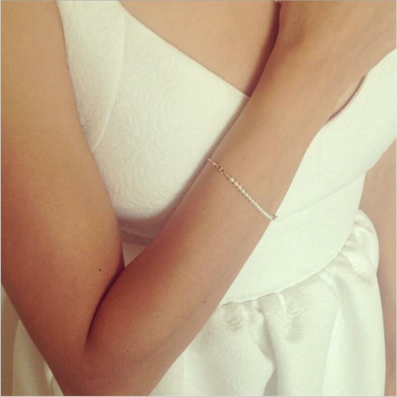 Nowy prosty Streetwear elegancka perła bransoletki srebrny kolorowe koraliki łańcuszek dla kobiet gotycka łańcuszek na rękę urok biżuteria S2186