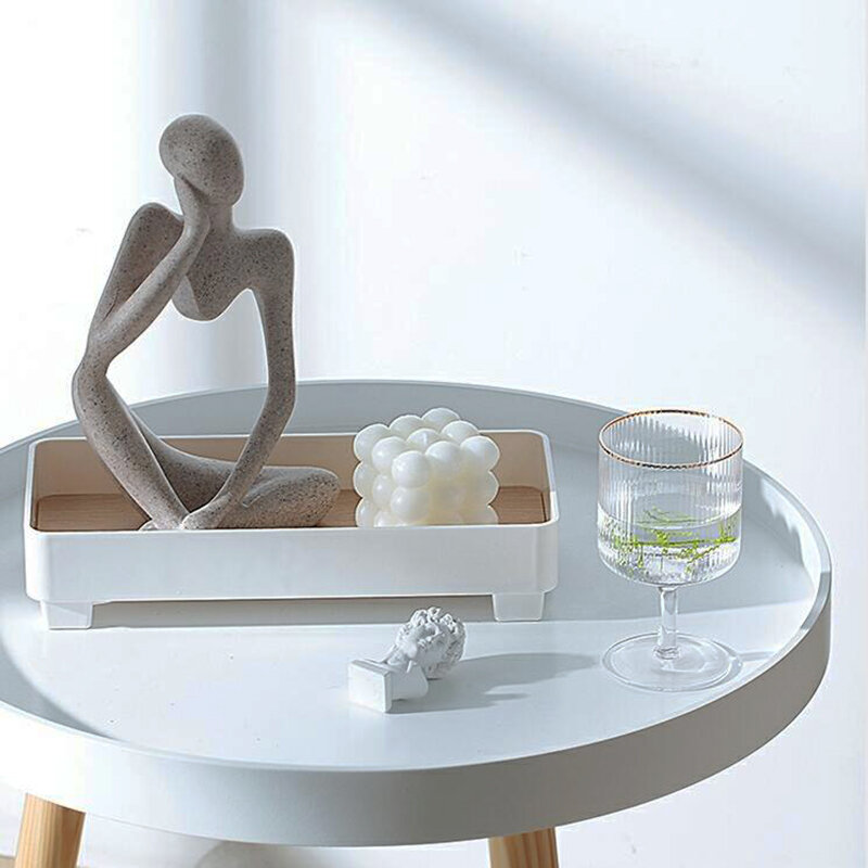 Lagerung Tray Home Decor Organizer Dekorationen Trays Kerze Halter Holz Tablett für Parfüm Eitelkeit Kaffee Tisch Essen Platten