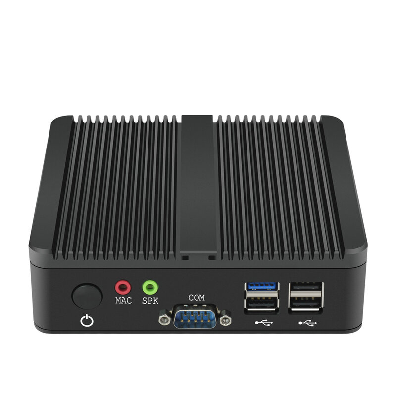 بدون مروحة كمبيوتر صغير صناعي إنتل سيليرون J1900 رباعية النوى 4x USB مزدوج LAN 2x RS232 HDMI VGA واي فاي دعم ويندوز لينكس