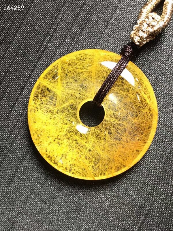 Naturalne złote Rutilated kwarcowy naszyjnik 27*6mm okrągły bogaty kryształ Rutilated biżuteria kobiety mężczyźni brazylia AAAAAA