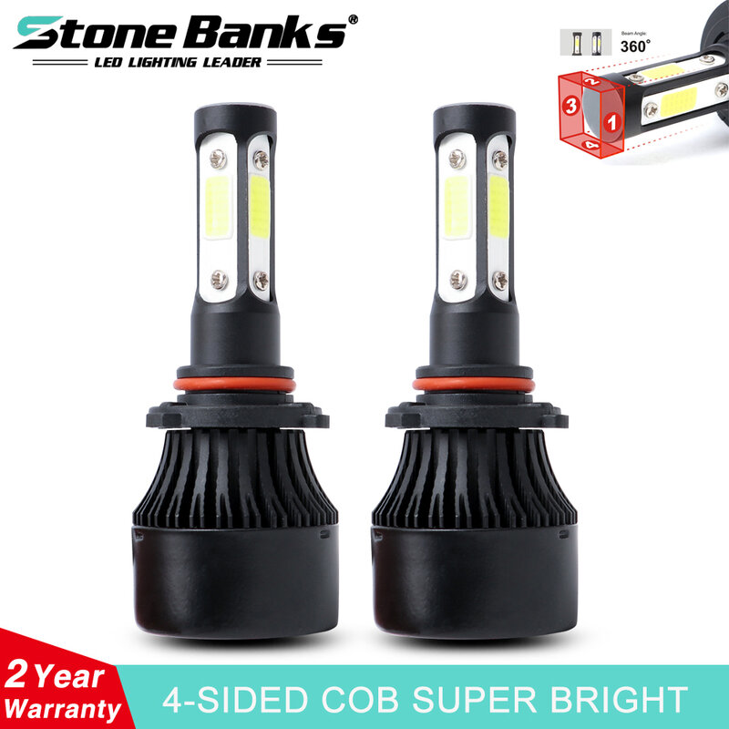 Stone Banks 4 Side Lumen H7 H4 H1 H11 9006 HB4 H8 H9 H3 9005 HB3 H16 HIR2 H13 HB1 HB5 LED Light Bulb For Auto 100W Car Headlight
