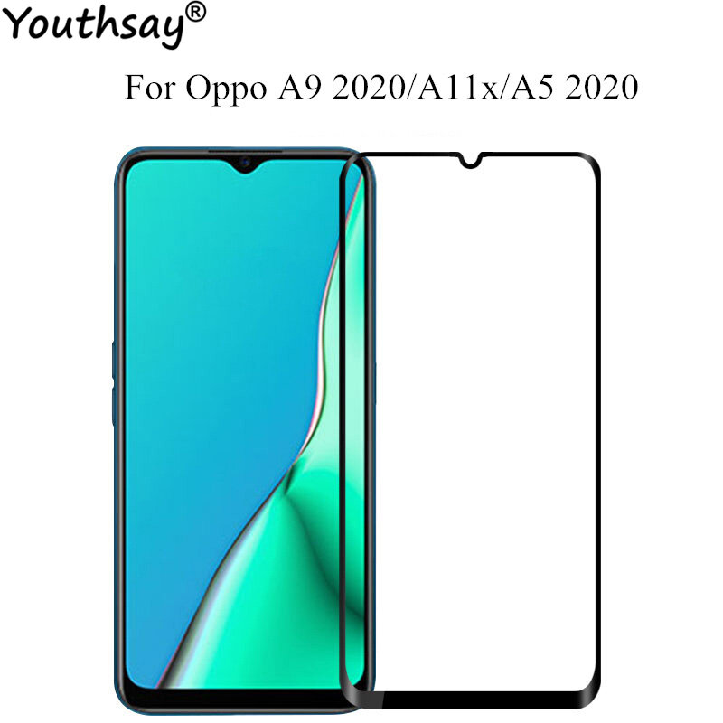Película de vidro para oppo a5 2020 2020, protetor de tela de celular com cola completa, 2 peças, para oppo a5 2020 e oppo a5 6.5, vidro de ", youthsaid