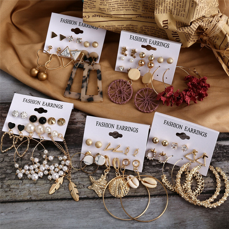 17KM Anting-Anting Akrilik Rumbai Antik untuk Wanita Anting-Anting Bohemian Set Anting-Anting Gantung Besar 2020 Perhiasan Mode Wanita Brincos
