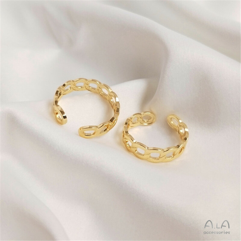 14K plated gold Chain ring interlocking ring female INS tide diy hand ring open ring ring