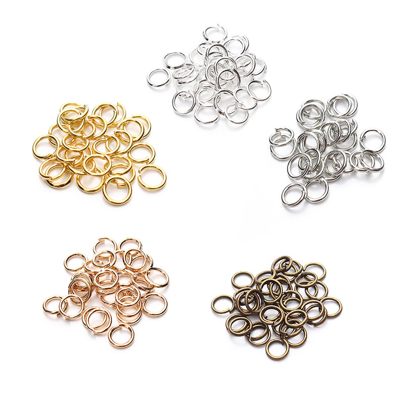 Lote de anillos de Metal para fabricación de joyas, 200 unids/lote de 4, 5, 6, 8, 10 y 12mm, conectores de anillos divididos de plata y oro para accesorios de bricolaje