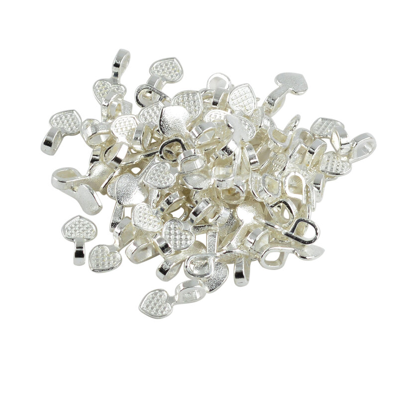 100 Potongan Vintage Hati Berbentuk Lem Pada Bails 16X8 Mm Perhiasan Membuat Kerajinan Diy Beads