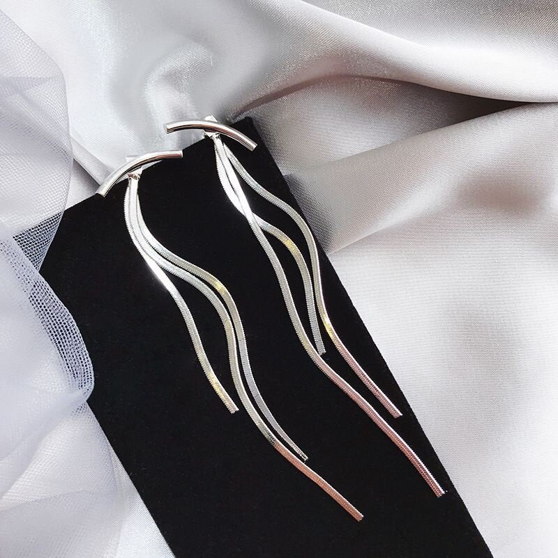 Корейские винтажные глянцевые длинные висячие серьги с кисточками для женщин золотого цвета геометрические модные ювелирные изделия Роскошные висячие серьги