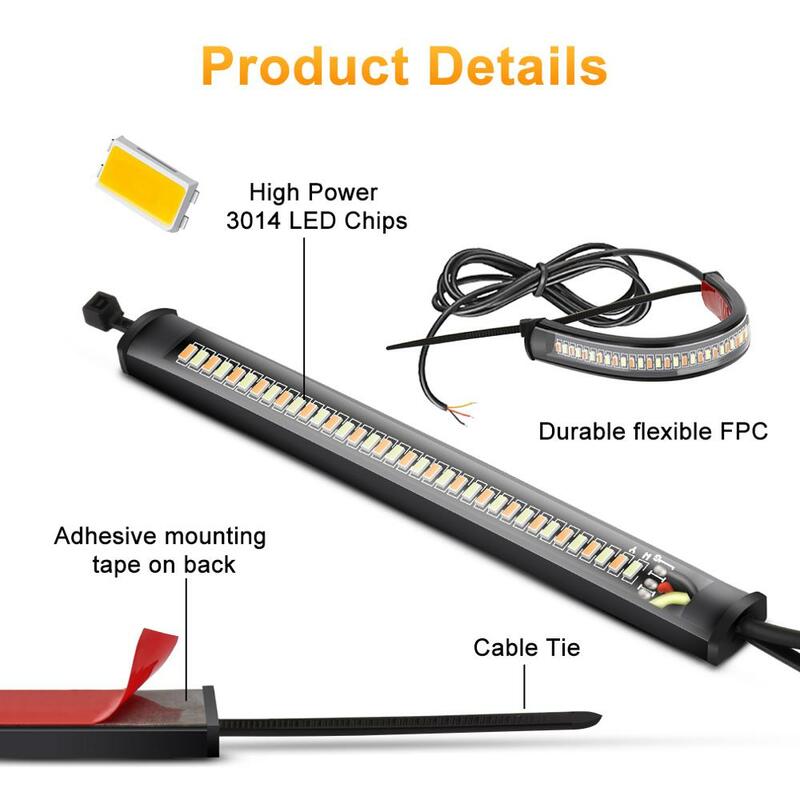 1 Đèn LED Sạc Xe Máy LED Tín Hiệu & DRL Hổ Phách Trắng Moto Flasher Vòng Dĩa Dải Đèn Nhấp Nháy Blinker 12V