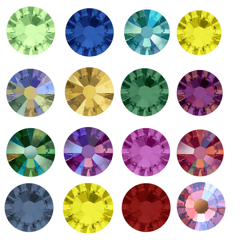 YANRUO 2058NoHF Semua Warna SS16-SS30 Berlian Imitasi Jahit Tanpa Panas Kristal Kaca Berlian Imitasi Seni Kuku 3D untuk Pakaian Gaun