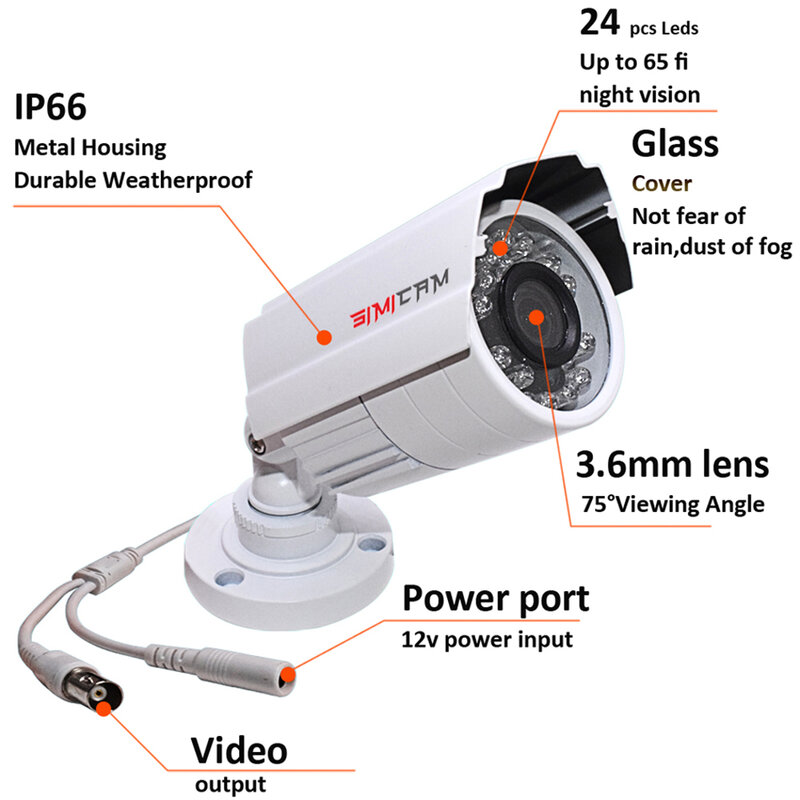 Cámara de videovigilancia analógica AHD, videocámara de seguridad 1080P, 2.0MP, 3000TVL, NTSC/PAL, impermeable, CCTV, DVR, visión nocturna, SIMICAM