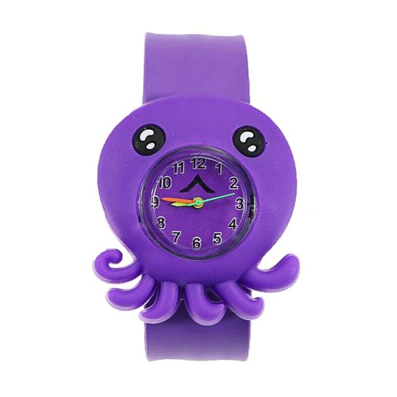 3D Crab/Turtle/Shark Toys Kids Cartoon Watches Silicone Band Slap Watch Children Clock Creative Quartz Wristwatch Christmas Gift
