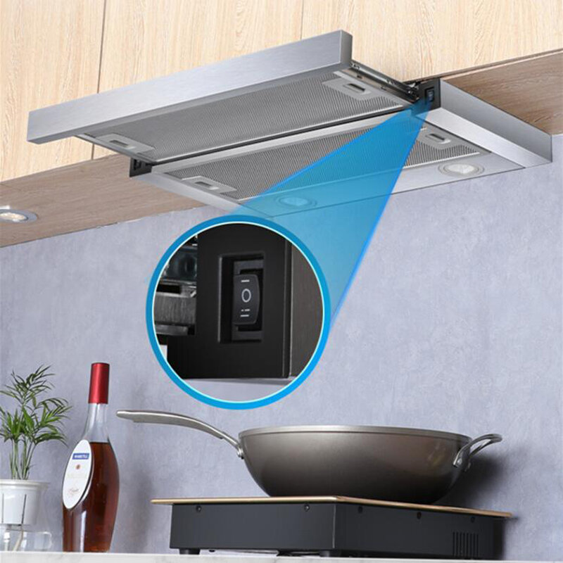 Pull-out Range Hood Exhaust Fan Kitchen Exhaust Hood Small Dual Motors Home Ultra-thin Stainless Steel European Style Range Hood