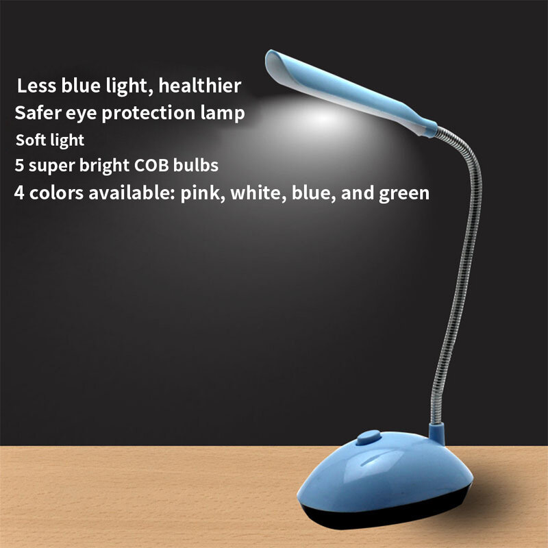 LED Desk Lamp Flexible Battery Operated Eye Protection Home Living Room Table Reading Studying Work Light Kids