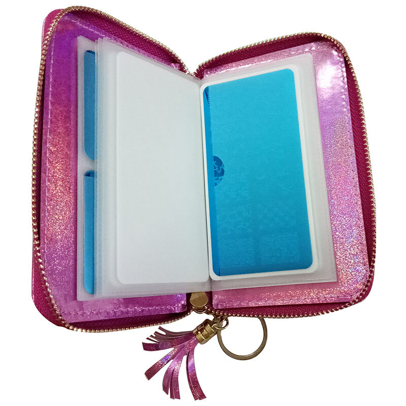 24Slots Laser Pink Nail Stamping Plate Holder Case Round Square Rectangular Storage Bag Manicure Tools Nail Art Plate Organizer