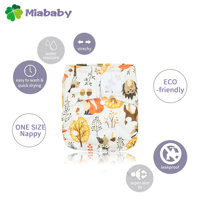 Miababy Klittenband Os Pocket Doek Luier, Met Een Zakken, Waterdicht En Ademend, voor 3-15Kg Baby
