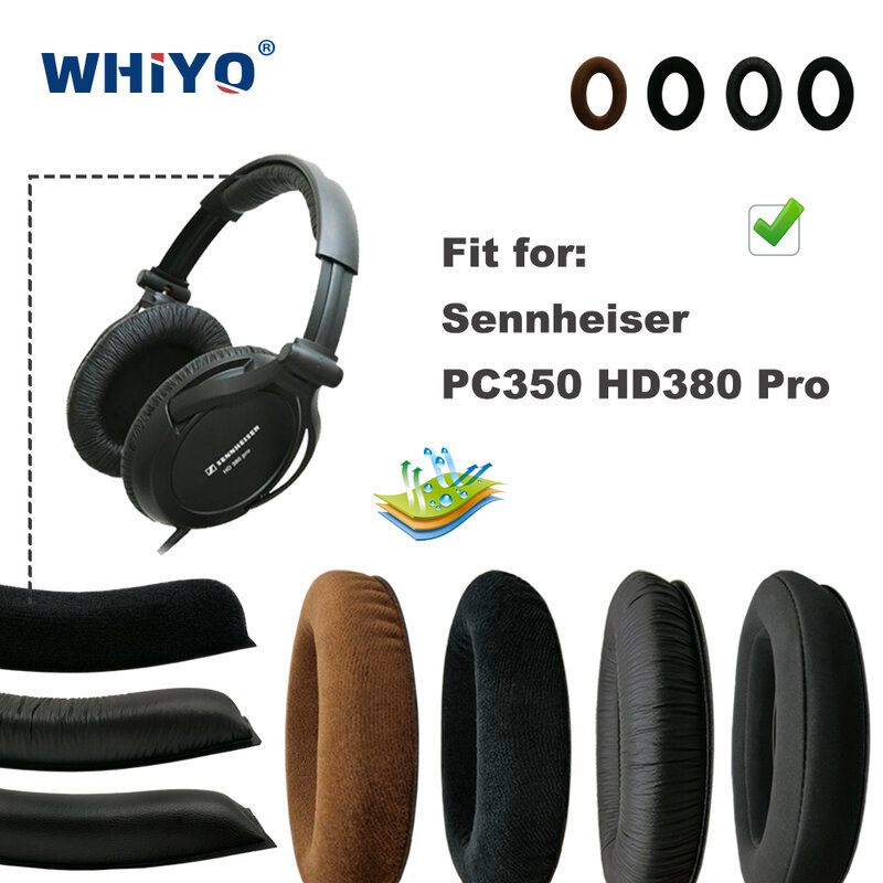 Ersatz Ohr Pads für Sennheiser PC350 HD380 PC 350 HD 380 Pro Headset Teile Leder Ohrenschützer-kopfhörer Hülse Abdeckung