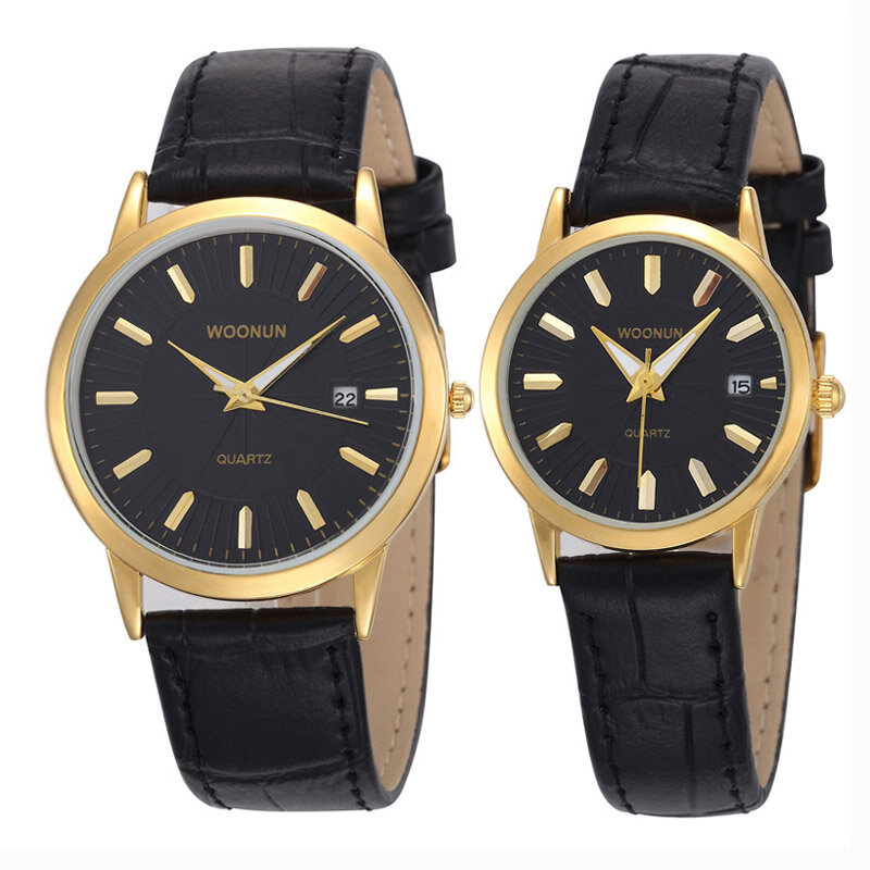 Luksusowy zegarek dla pary moda kochanek para zegarki skórzany pasek zegarki kwarcowe wodoodporna, odporna na wstrząsy reloj mujer relogio masculino