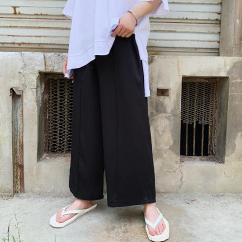 Men's Wide-Leg Trousers Summer New Style Personality Stitching Fake Two High Street Fashion Casual Large Size Pants