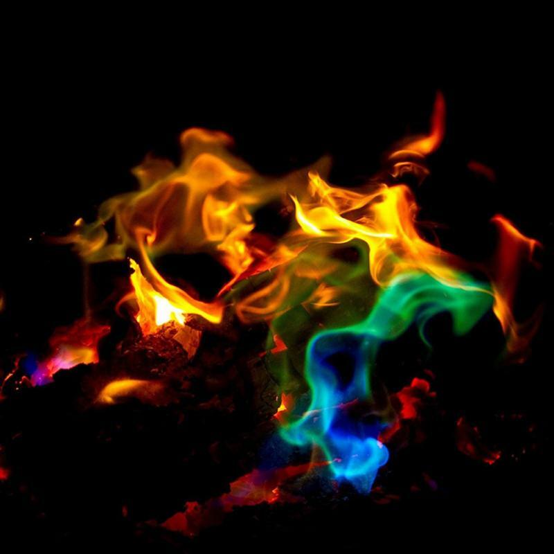 Mistyczne ogień magiczne sztuczki kolorowe płomienie blask Party narzędzie kolor zabawki urodziny ogniste saszetki kominek Pit Patio zaopatrzenie firm