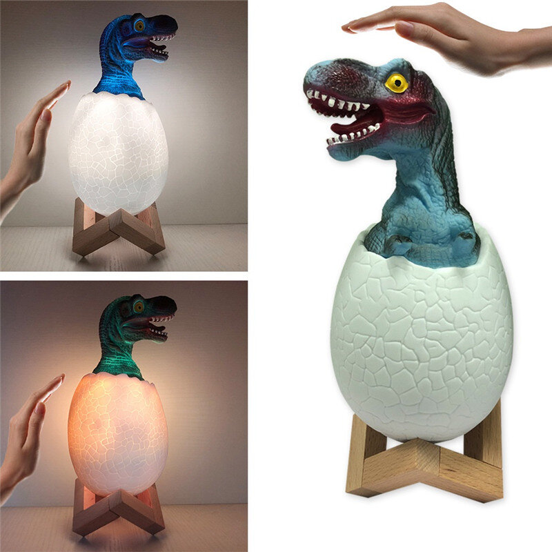 50 шт. Ночной светильник в виде Яйца динозавра, 3D Светодиодная лампа в виде динозавра с дистанционным сенсорным управлением, перезаряжаемая через USB прикроватная декоративная детская игрушка в подарок