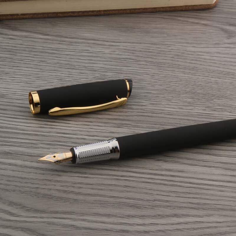 Rubber And Plastic Fountain Pen Frosted Black Fude Bending Calligraphy Golden ink Pen Stationery Office School Supplies New